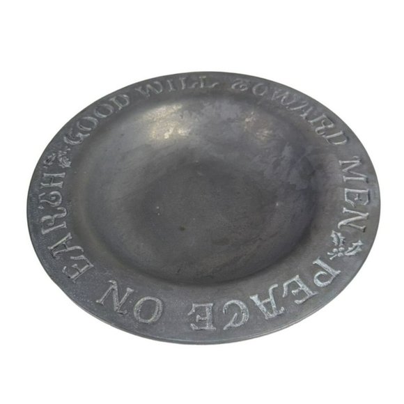 Vintage Teleflora Pewter Collector's Plate Peace on Earth Good Will Toward Men - Picture 1 of 5
